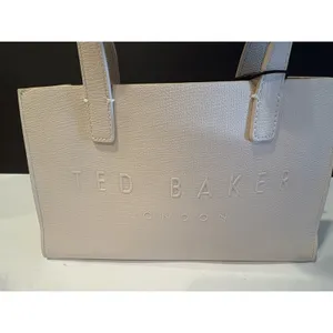 Ted Baker Icon small tote bag in a cream-colored, structured material. thumbnail 2