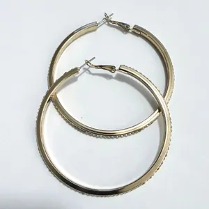 Lane Bryant Hoop Earrings Women Gold Tone Rhinestone Large Round Glam Jewerlry thumbnail 8