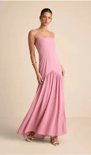 Lulus Light Pink Chiffon Drop Waist Maxi Dress thumbnail 1
