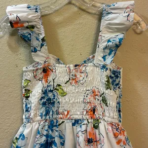 Abercrombie Floral Smocked Midi Dress Ruffle Straps Cottagecore Sundress thumbnail 13
