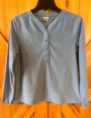 LL Bean Fleece 1/4 Button Pullover Small Blue Long Sleeve (2024) Blue thumbnail 1