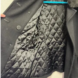 Gap‎ Wool Blend Black Peacoat Faux Fur Collar Small Quilted Lined Coat thumbnail 2