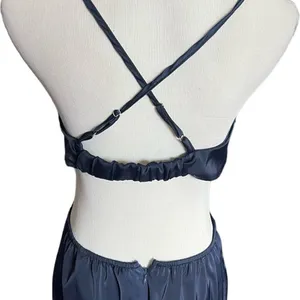 NWT Womens Fiemaoves Evening Gown Satin Silk Slip Backless Navy Maxi Dress - L thumbnail 5
