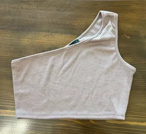 Ribbed one shoulder crop top thumbnail 1