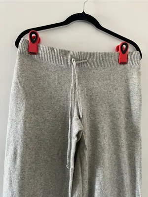 NWT Y2K Loft Wool Cashmere Blend Knit Gray Wide Leg Pants Small Drawstring thumbnail 2