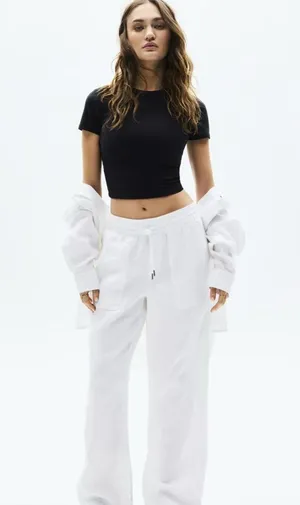 Athleta White Linen Pants thumbnail 1