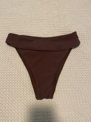 Berlook Dark Coffee Ribbed High Cut Bikini Bottom Brown Size L thumbnail 3