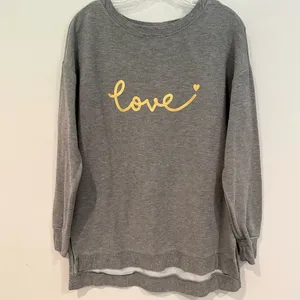 Marled Comfy Cozy Long Sleeve Split Hem Love Sweatshirt Women's Medium‎ Gray thumbnail 3