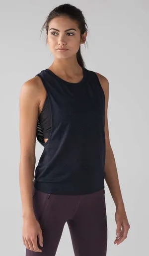 Lululemon Sz 12 Breeze By Muscle Tank Top II Midnight Navy Blue Relaxed Seamless thumbnail 1