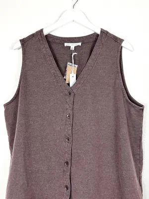NWT Jane + Delancey cotton brown button up sleeveless top minimalist size 2X NEW thumbnail 3