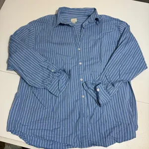 a new day Blue Vertical Stripe Button-Up Blouse thumbnail 1