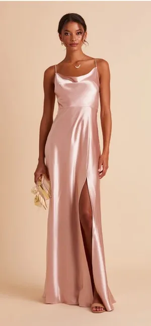Birdy Grey Lisa Bridesmaid Dress Shiny Satin Rose Gold thumbnail 1
