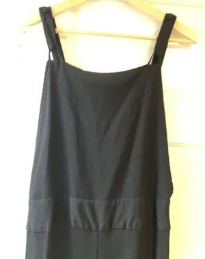 Party Jumpsuit Overalls Black Rayon Flare Cut - Size Medium thumbnail 6