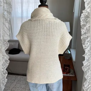 Nine West Vintage America Cream Waffle Knit Cowl Neck‎ Sweater Petite Large thumbnail 4