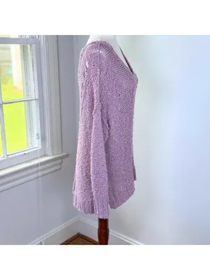 Slouchy Oversized Lilac Drop Shoulder Knit Sweater Medium Hollister Minimalist thumbnail 7