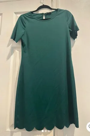 Teal Scallop-Hem Short Sleeve Dress thumbnail 1