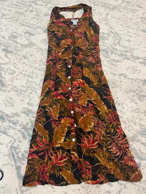 California Krush Vintage Tropical Print Rayon Maxi Dress M thumbnail 2