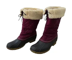 L.L. Bean Duck Boots Red Quilted Lace Up Sherpa Waterproof Winter Mid Calf 9 thumbnail 1