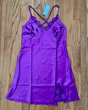 Purple Satin Nightgown Slip Dress thumbnail 1