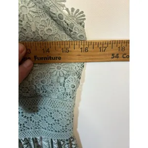 No Boundaries Juniors L (11-13) Green Geometric Lace V-Neck Strappy Maxi Dress thumbnail 8