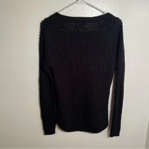 Ambiance Women's Size Medium Crewneck Loose Knit Sweater Black‎ High Low Hem thumbnail 5
