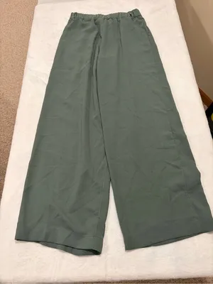 A New Day Sage Green High Rise Pleated Wide Leg Dress Pants - Size 4 thumbnail 2