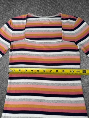 Aeropostale Striped Ribbed Square Neck Top Size S thumbnail 6