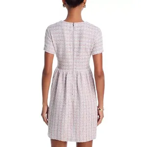 Aqua Rainbow Tweed Mini Dress Womens Small Pink‎ Multi Preppy Classic Feminine thumbnail 4