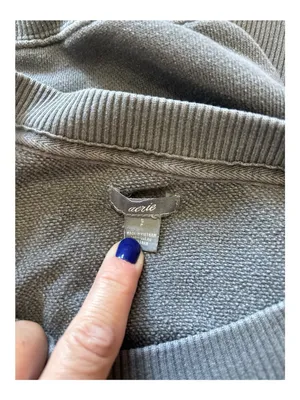 Aerie oversized crewneck in faded/distressed gray shade thumbnail 4