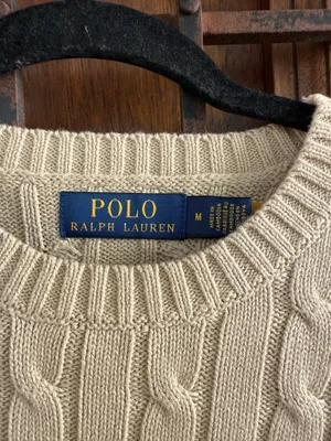 Polo by Ralph Lauren Greenish Beige Cable-Knit Short Sleeve Sweater Size M thumbnail 3