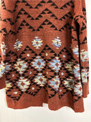 Maurices Rust Colored Aztec Open-Front Cardigan Sweater Size Large thumbnail 3