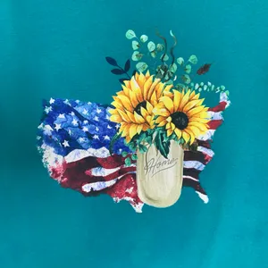 Delta Pro Weight Vintage Teal USA Sunflower Home Graphic Tee T Shirt Sz Large thumbnail 9