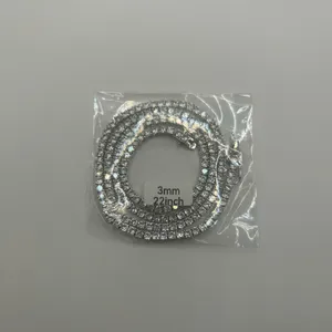 Tennis Chain Real Silver ICED Out CZ Necklace Chain VVS1 3mm 22 Inch Men Women thumbnail 2