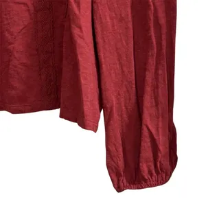 Lucky Brand‎ Women's V-Neck Long Sleeve Blouse Red Size S Casual thumbnail 7