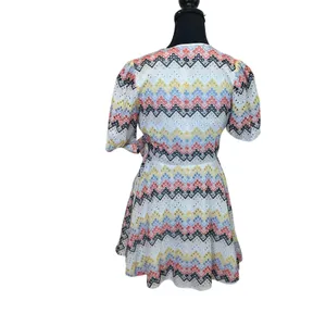 N12H White Eyelet Mini Wrap Dress XS Fit & Flare Cotton Zigzag Cottage $260 thumbnail 8