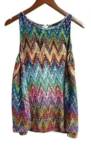 Zac & Rachel stacked multi color halter flowy blouse. Large thumbnail 1