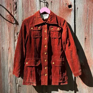Vintage 70s Rust Corduroy Safari Field Jacket thumbnail 1