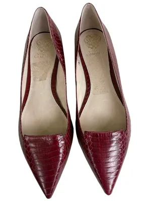 EUC Vince Camuto Leather Pointed Toe Flats Burgundy Size 12 thumbnail 2