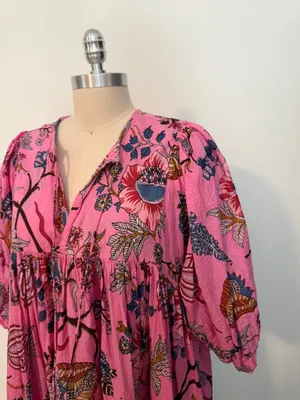 Hot Pink Floral Midi Dress thumbnail 3