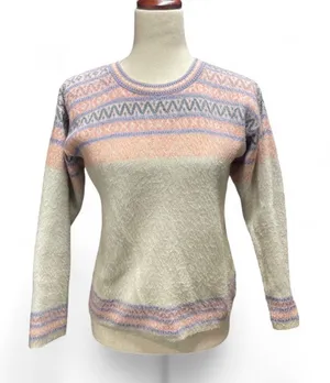 Aprés Style Preppy Pink Puprple Wool‎ Blend Fair Isle Sweater thumbnail 1
