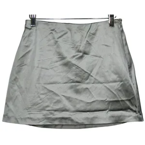 Abercrombie & Fitch Silver Gray Grey Satin Zip Up Mini Skirt Skort Shorts Size S thumbnail 1