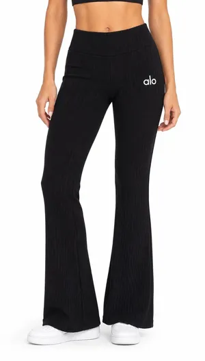 Alo Yoga Flare Leggings Ribbed Size M thumbnail 1