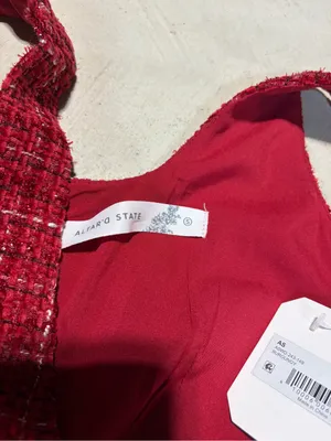 Altar’d state NWT Red Tweed Fit-and-Flare Dress burgundy small MSRP$82 thumbnail 6