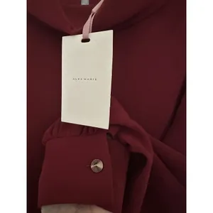 Alex Marie Womens Burgundy Funnel Neck Puff Sleeve Shift Dress 6 thumbnail 8