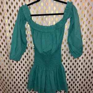 Rays for days mini dress teal blue off shoulder ruched size M thumbnail 5