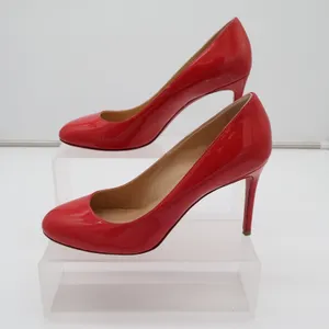 Christian Louboutin Punch Dolly Pump Womens 7.5 Red Patent Leather Stiletto Heel thumbnail 2