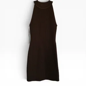 Aritzia Babaton Sculpt Knit Halter Mini Dress Coffee Bean Brown Ribbed S NWT‎ thumbnail 3