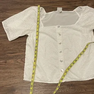 A New Day Short Sleeve Eyelet Button Detail Top White Size Small thumbnail 9