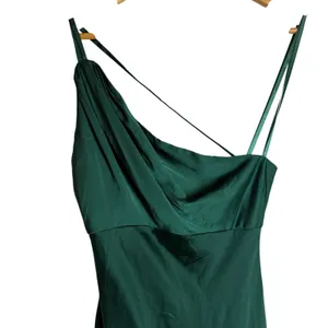 Mac Duggal Emerald Green Long One Shoulder Satin Formal Prom Gown Size 0 thumbnail 4