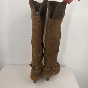 Nine West Brown Leather Suede Adele Knee High Boots Size 8 thumbnail 4